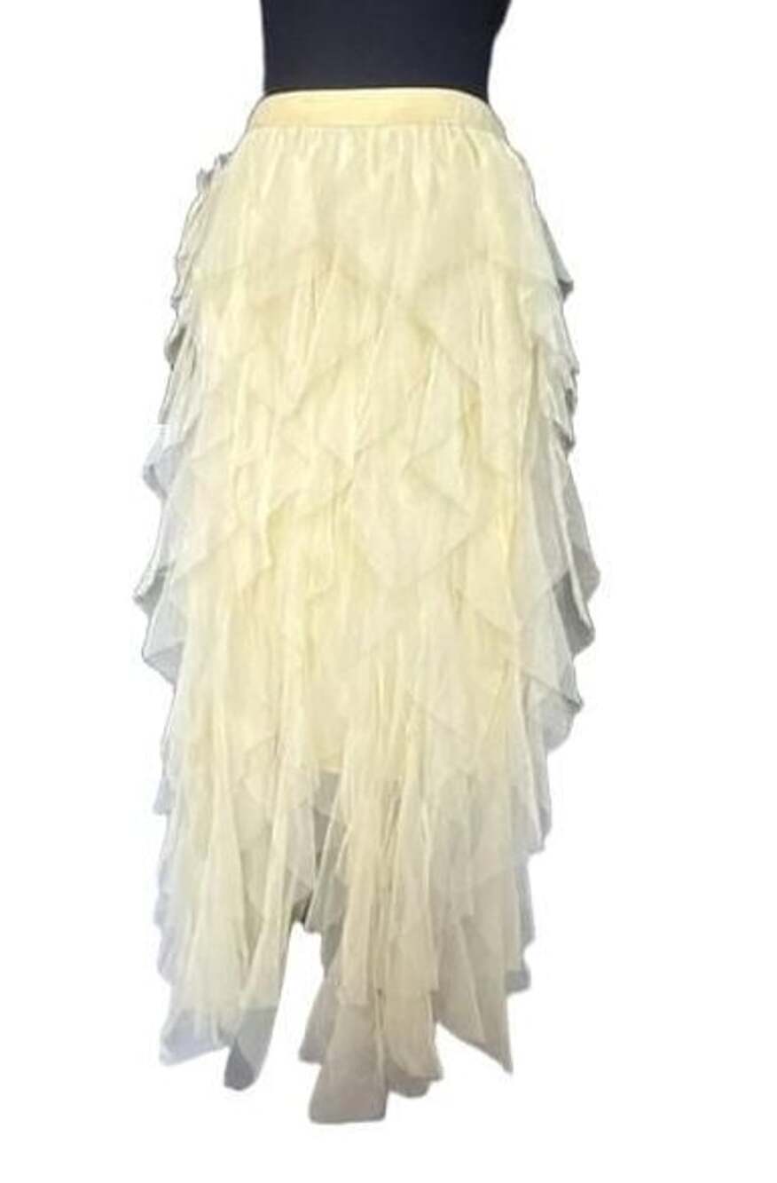 Soho Apparel Tulle Maxi Skirt Size XL Yellow Ruffle Asymmetrical